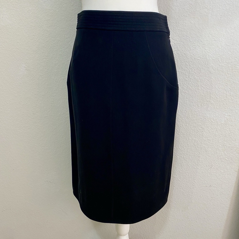 Blumarine Made In Italy Black Tulip Hem Skirt Office Siren Y2K Vintage 90s